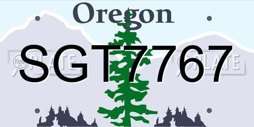 SGT7767 Oregon License Plate
