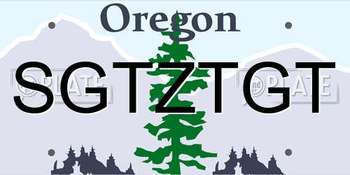 SGTZTGT Oregon License Plate