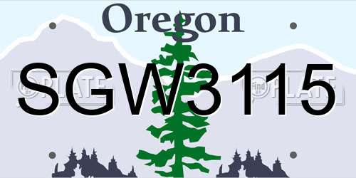 SGW3115 Oregon License Plate