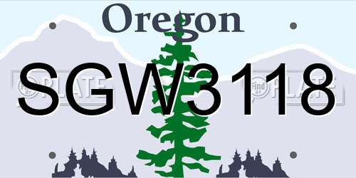 SGW3118 Oregon License Plate