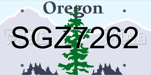 SGZ7262 Oregon License Plate
