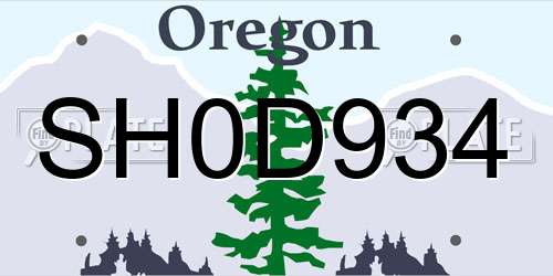 SH0D934 Oregon License Plate