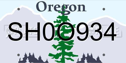 SH0O934 Oregon License Plate
