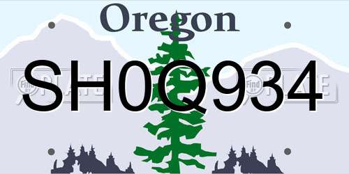 SH0Q934 Oregon License Plate