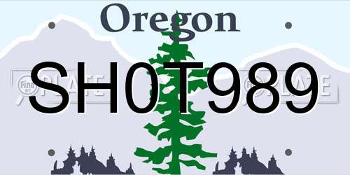 SH0T989 Oregon License Plate