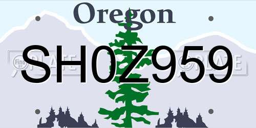 SH0Z959 Oregon License Plate