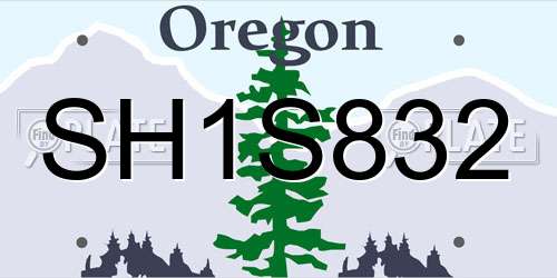 SH1S832 Oregon License Plate