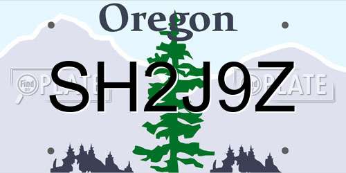 SH2J9Z Oregon License Plate