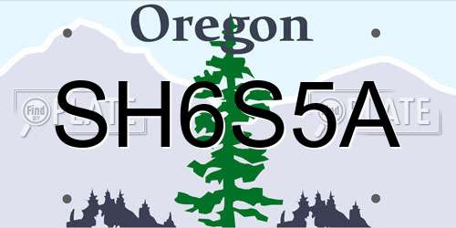 SH6S5A Oregon License Plate