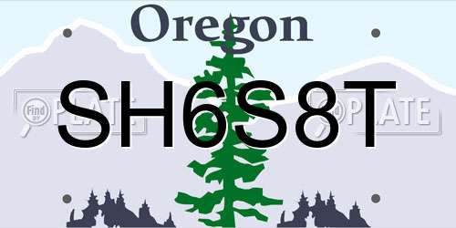 SH6S8T Oregon License Plate