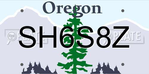 SH6S8Z Oregon License Plate