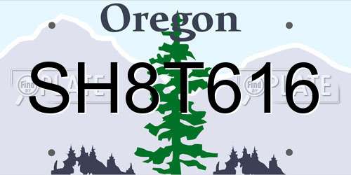 SH8T616 Oregon License Plate