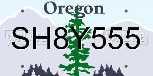 SH8Y555 Oregon License Plate