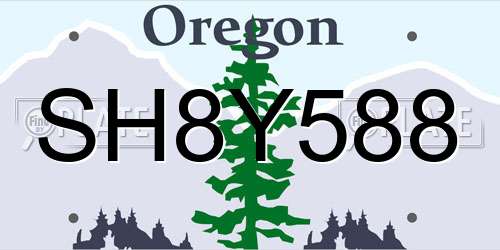 SH8Y588 Oregon License Plate