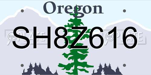 SH8Z616 Oregon License Plate