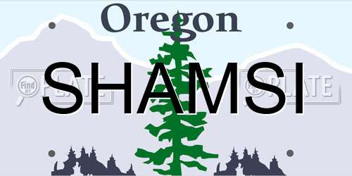 SHAMSI Oregon License Plate