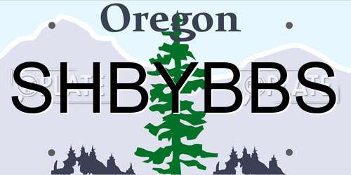 SHBYBBS Oregon License Plate