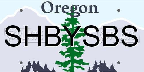 SHBYSBS Oregon License Plate