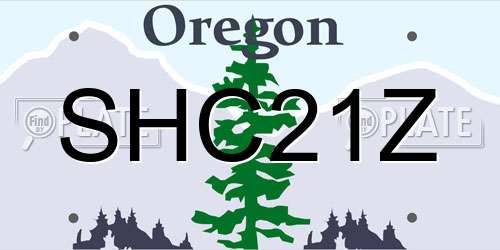 SHC21Z Oregon License Plate