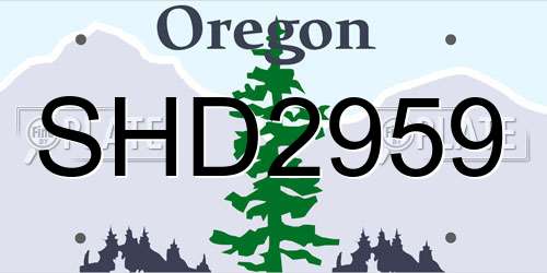 SHD2959 Oregon License Plate