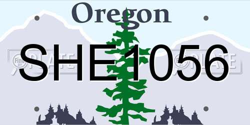 SHE1056 Oregon License Plate