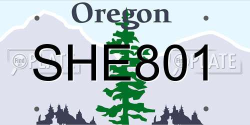 SHE801 Oregon License Plate