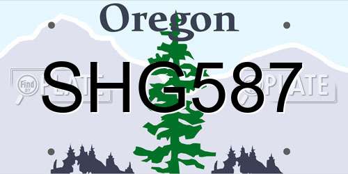 SHG587 Oregon License Plate