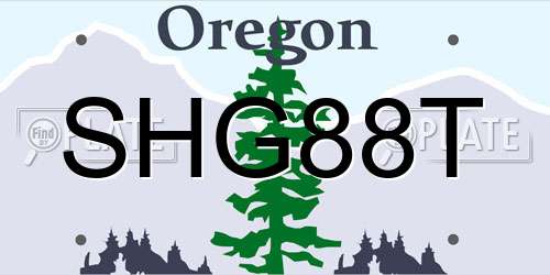 SHG88T Oregon License Plate