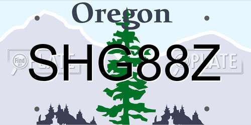 SHG88Z Oregon License Plate
