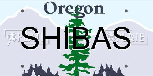 SHIBAS Oregon License Plate