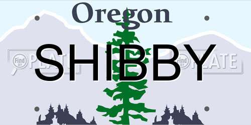 SHIBBY Oregon License Plate