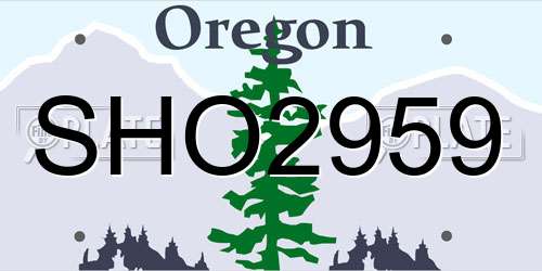 SHO2959 Oregon License Plate