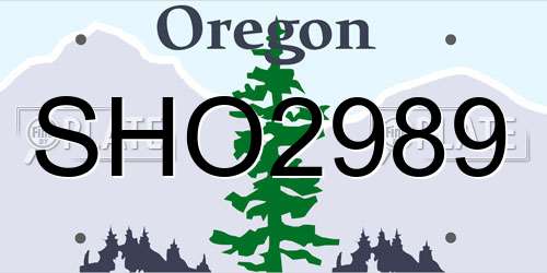 SHO2989 Oregon License Plate