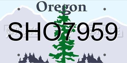 SHO7959 Oregon License Plate