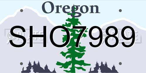 SHO7989 Oregon License Plate