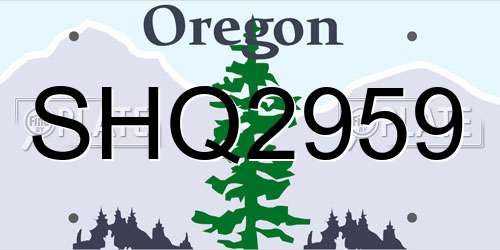SHQ2959 Oregon License Plate