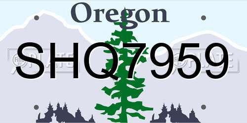 SHQ7959 Oregon License Plate