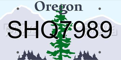SHQ7989 Oregon License Plate