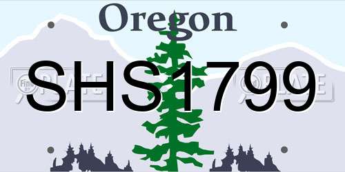 SHS1799 Oregon License Plate