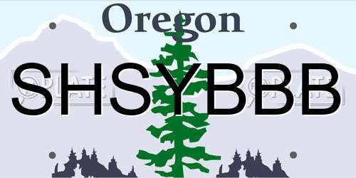 SHSYBBB Oregon License Plate
