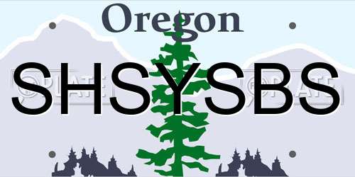 SHSYSBS Oregon License Plate