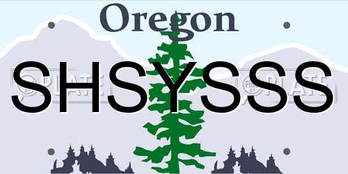 SHSYSSS Oregon License Plate