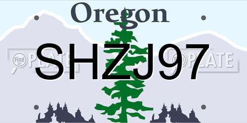 SHZJ97 Oregon License Plate