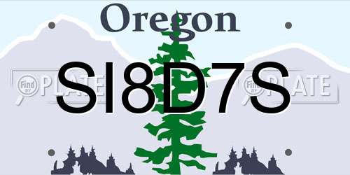 SI8D7S Oregon License Plate