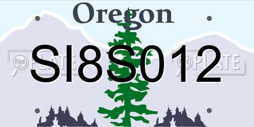SI8S012 Oregon License Plate