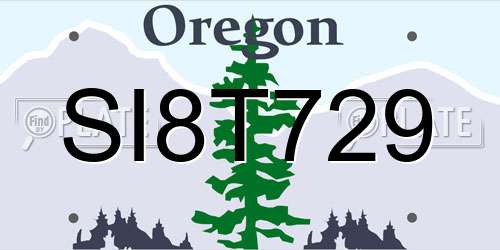 SI8T729 Oregon License Plate