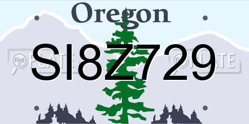SI8Z729 Oregon License Plate