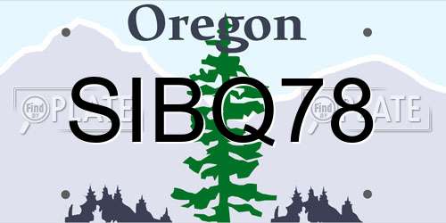 SIBQ78 Oregon License Plate
