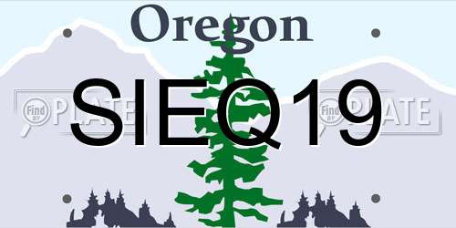 SIEQ19 Oregon License Plate