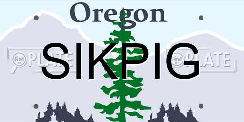 SIKPIG Oregon License Plate